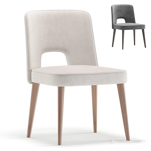 Modern Single Chair With Light Upholstery Wooden Legs And Comfortable Cushion 3d model 