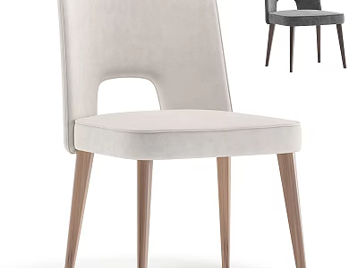 Modern Single Chair With Light Upholstery Wooden Legs And Comfortable Cushion 3d model