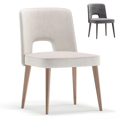 Modern Single Chair With Light Upholstery Wooden Legs And Comfortable Cushion 3d model