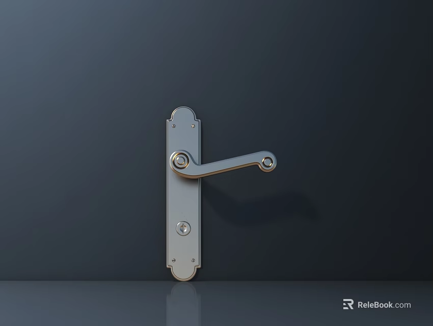Sleek Metallic Door Handle With Lever Design On Dark Background Surface 3d model 