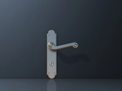 Sleek Metallic Door Handle With Lever Design On Dark Background Surface 3d model