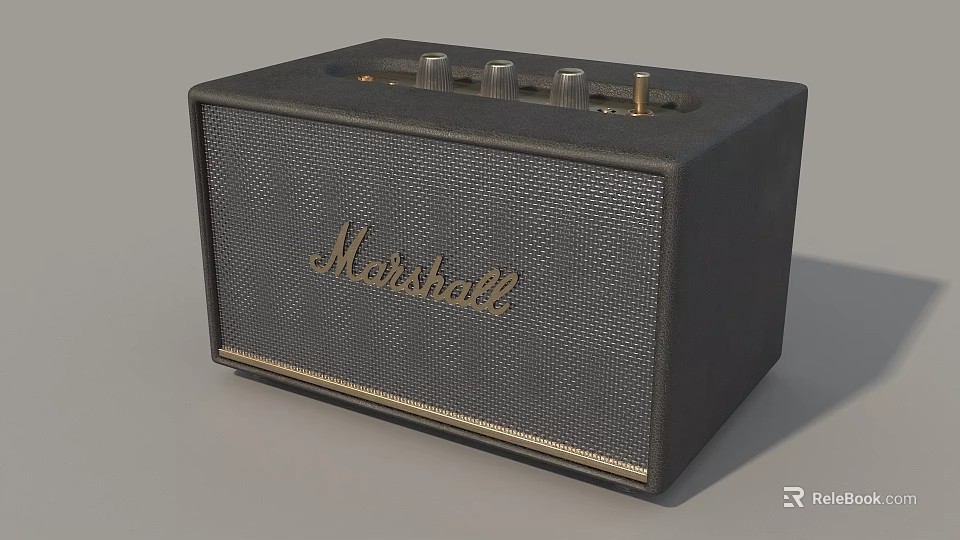 Marshall Classic Black Speaker Featuring Textured Surface And Knobs As Entertainment Appliance 3d model 