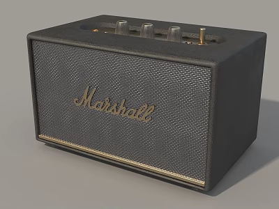 Marshall Classic Black Speaker Featuring Textured Surface And Knobs As Entertainment Appliance 3d model