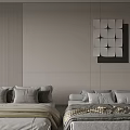Modern Bedroom Interior With Double Beds Yellow Brown Quilts And Gray Pillows