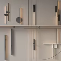 Modern Minimalist Wall Lamps With Geometric Shapes And Metal Frames On Light Colored Wall