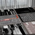 Modern Square Rugs With Various Black White Geometric Abstract Patterns For Home Decor 3d model