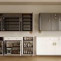 Elegant Modern Dining Room Sideboard With Black Glass Doors White Base And Brass Handles