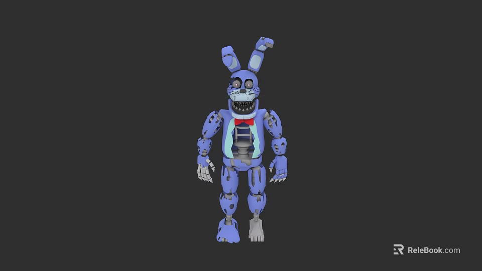 Game Movie Character Blue Rabbit Animatronic With Mechanical Parts And Sharp Teeth 3d model 
