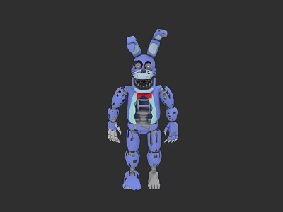 Game Movie Character Blue Rabbit Animatronic With Mechanical Parts And Sharp Teeth 3d model