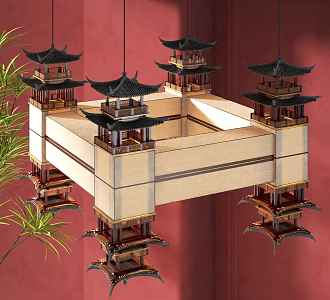 New Chinese Chandelier 3d model