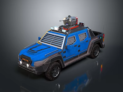 Blue Modified Off Road Truck With Roof Equipment And Rugged Design 3d model