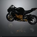 Black Sport Motorcycle With Sleek Design Orange Engine And Black Wheels On Grey Background
