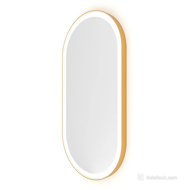 Modern Elegant Oval Mirror with Gold Frame Wall Mounted for Home Decor 3d model 