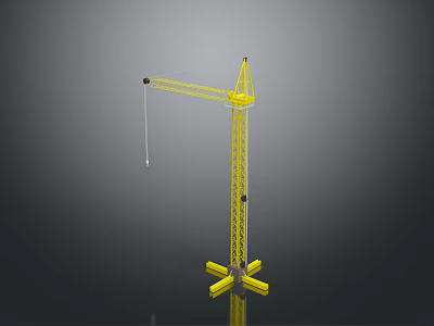 Yellow Tower Crane with Tall Lattice Structure for Construction Site Heavy Lifting Operations 3d model