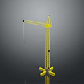 Yellow Tower Crane with Tall Lattice Structure for Construction Site Heavy Lifting Operations