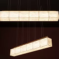 Modern Rectangular Chandeliers Suspended From Ceiling With Wooden Frame And Fabric Panels 3d model
