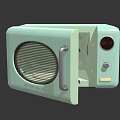 Light Green Microwave Oven Kitchen Appliance With Open Door Digital Display And Control Button 3d model