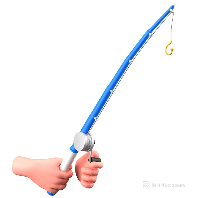 Decorative Ornament Combination Set With Blue Long Pole Hook And Hand Model Design 3d model