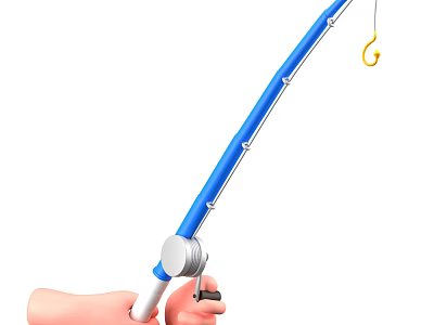 Decorative Ornament Combination Set With Blue Long Pole Hook And Hand Model Design 3d model