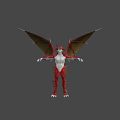 Red And White Mythical Dragon Game Character With Wings And Horns