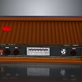 Vintage Electronic Radio With Wooden Case Front Panel Knobs Red Brand Label And Dial 3d model