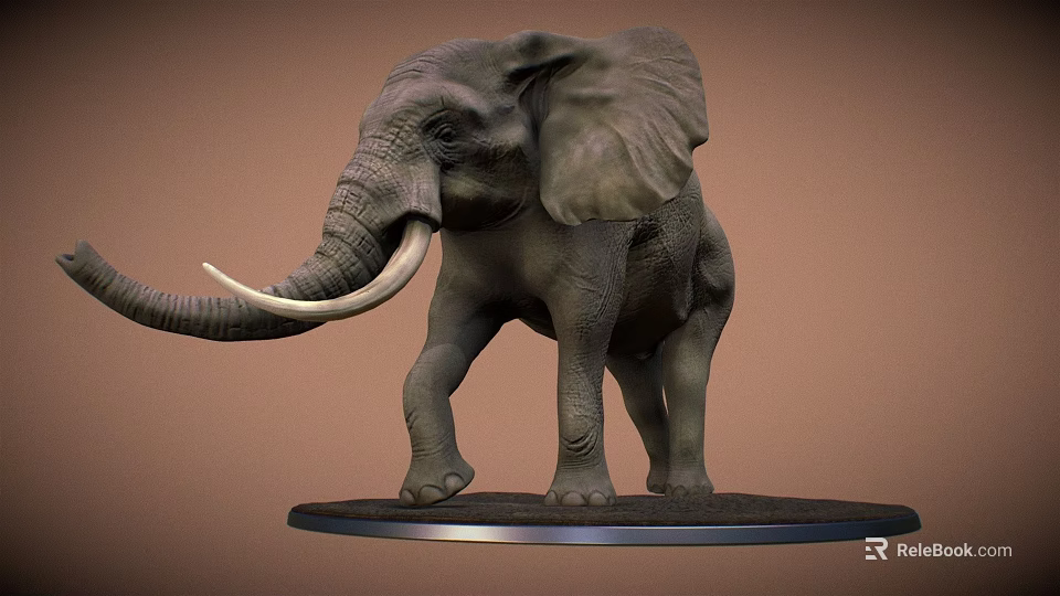 Realistic 3D Reptile Model Standing On Black Base With Brown Background 3d model