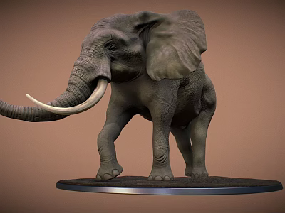 Realistic 3D Reptile Model Standing On Black Base With Brown Background 3d model