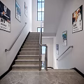 Modern Staircase Interior With Metal Handrails Posters And Natural Light