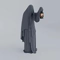 Mysterious Game and Movie Character Wearing Long Gray Robe Holding Lantern in Gray Scene
