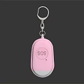 Pink SOS Emergency Keychain With Safety Alarm Function And Key Ring Design 3d model