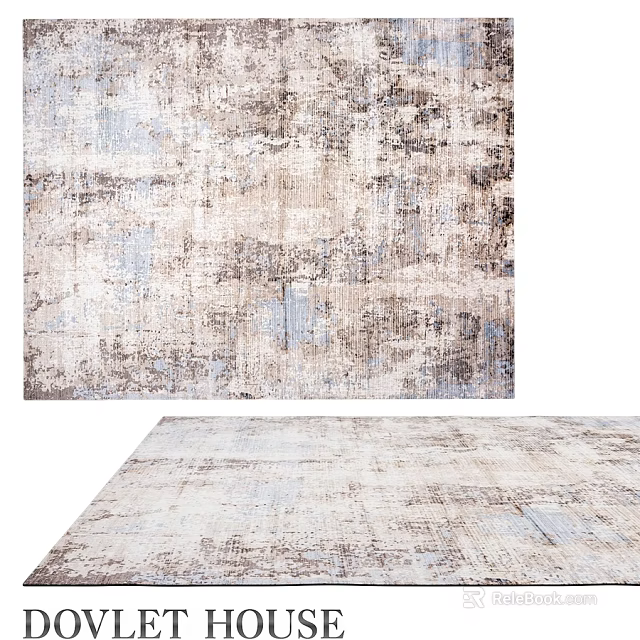 Square Rug With Abstract Beige Gray Blue Pattern And Artistic Vintage Texture 3d model 