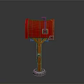 Red Mailbox With Wooden Post Metal Slot And Gray Base Design