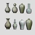 Ceramic Vases with Various Shapes Pastel Colors and Decorative Patterns