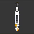 Futuristic White and Yellow Weapon with Red Front Tip and Silver Tail Streamlined Design
