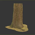 Rustic Wooden Stump Featuring Natural Grain Texture On Solid Stone Base 3d model