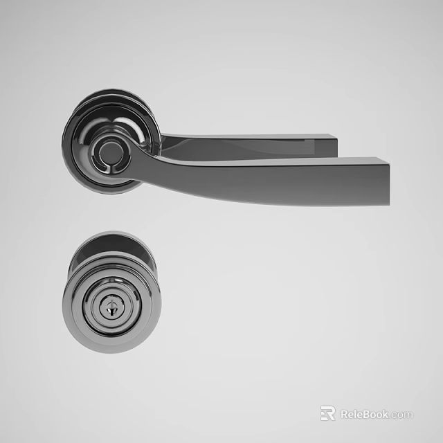 Modern Stylish Metal Door Handle with Secure Lock Cylinder and Smooth Grip Design 3d model 