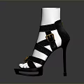 Women's Stylish Black High Heel Sandals With Crisscross Straps And Modern Design