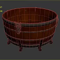Household Wooden Barrel With Solid Wood Construction Metal Hoops And Sturdy Legs