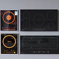 Kitchen Appliances Electric Cooktop Panels With Different Designs And Black Glass Surfaces