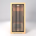 Modern Wooden Shower Sauna Interior With Glass Door And Wooden Slats