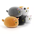 Cute Round Cat Plush Toys With Various Colors Yellow Eyes And Pink Ears