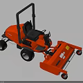 Red Riding Lawn Mower With Black Seat Steering Wheel And Cutting Deck