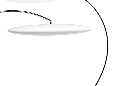 Modern Floor Lamp with Sleek Metal Frame and White Circular Shade Design 3d model