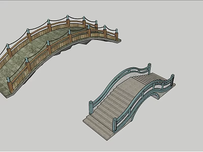 Traditional Chinese Bridge Design Featuring Ornamental Railings And Stone Staircase Architectural Model 3d model