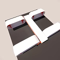 White Orange Geometric Multi Panel Structure With Black Base And Modern Design