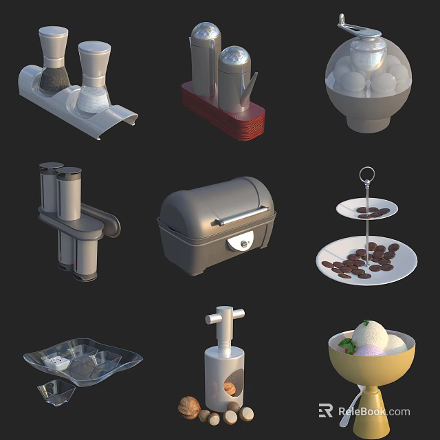 Essential Modern Kitchen Appliances With Blender Coffee Maker Toaster And Ice Cream Maker 3d model 