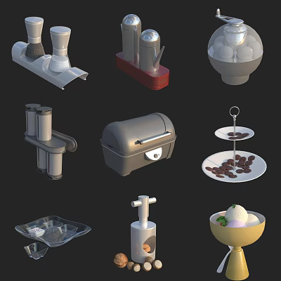 Essential Modern Kitchen Appliances With Blender Coffee Maker Toaster And Ice Cream Maker 3d model
