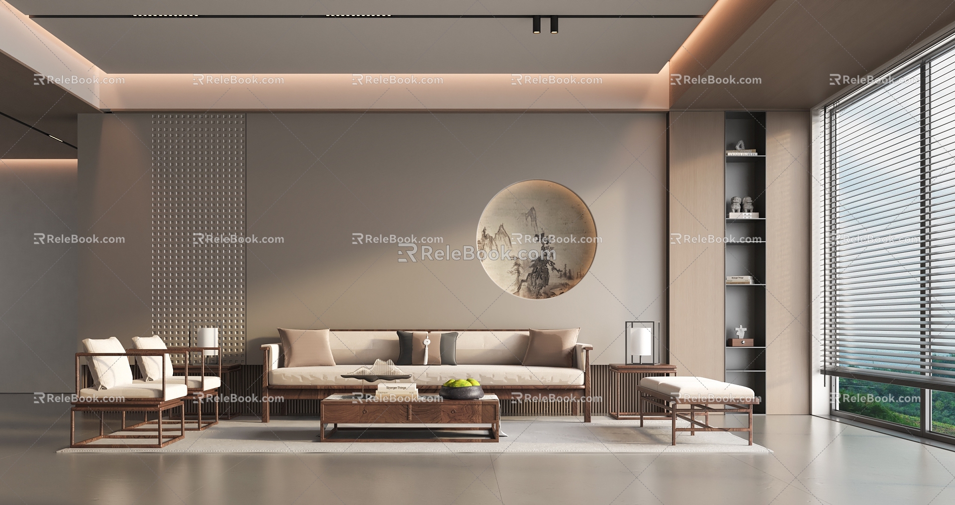 New Chinese Style Living Room Middle Style Living Room Living Room Chinese Style Middle Style model