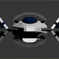 Futuristic White Spaceship With Blue Thrusters Gray Accents And Sleek Aerodynamic Design