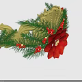 Ornate Festive Headpiece With Golden Decor Green Pine Branches Red Poinsettia Blooms And Berries